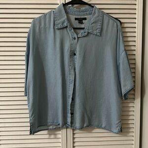 Forever 21 Light Denim Crop Button Up